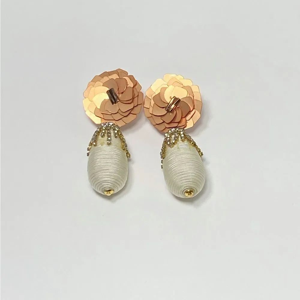 Lizzie Fortunato Le Pavilion Sequin & Crystal Embellished Flower Drop Earrings — image 3 of 8